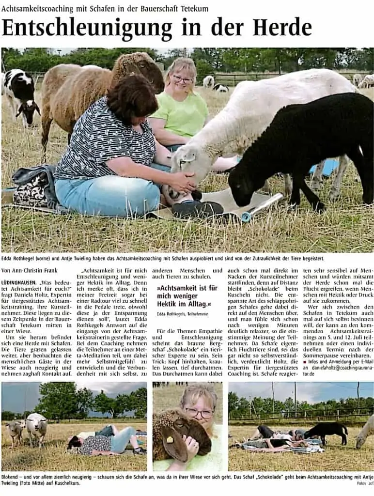 Entschleunigung in der Herde . Eine Reportage der Westfälischen Nachrichten